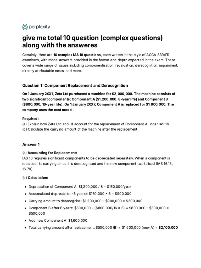 IAS 16 Practise Question 2 | PDF | Depreciation | Financial Economics