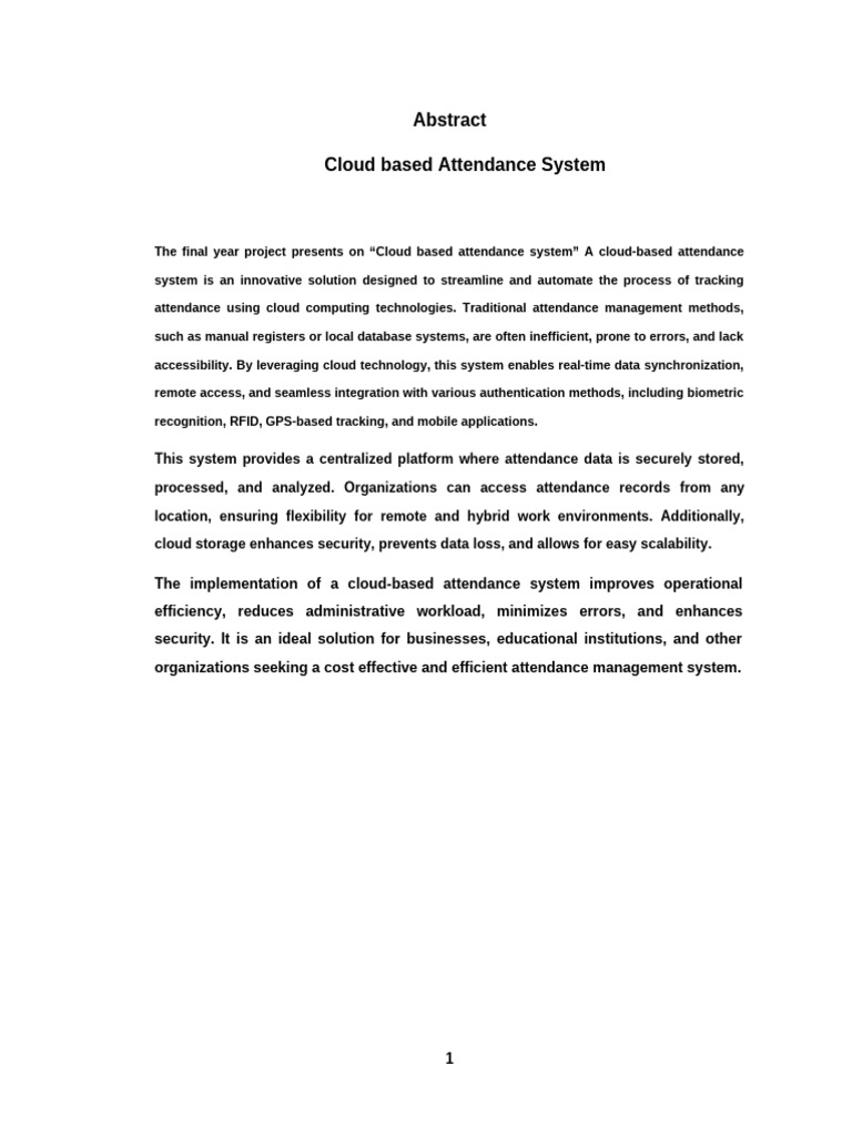 Cloud-Based Attendance System Overview | PDF | Cloud Computing ...