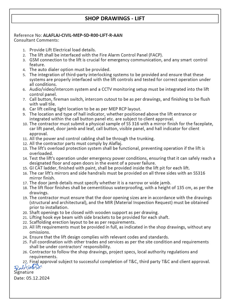 Lift Electrical Integration Requirements | PDF | Elevator | Building ...