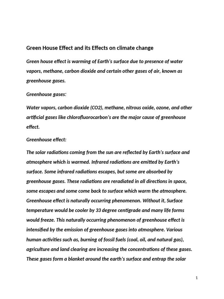 Greenhouse Effect and Climate Change Impact | PDF | Greenhouse Effect ...