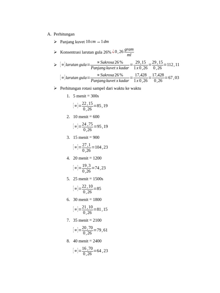 Perhitungan Inversi gula | PDF