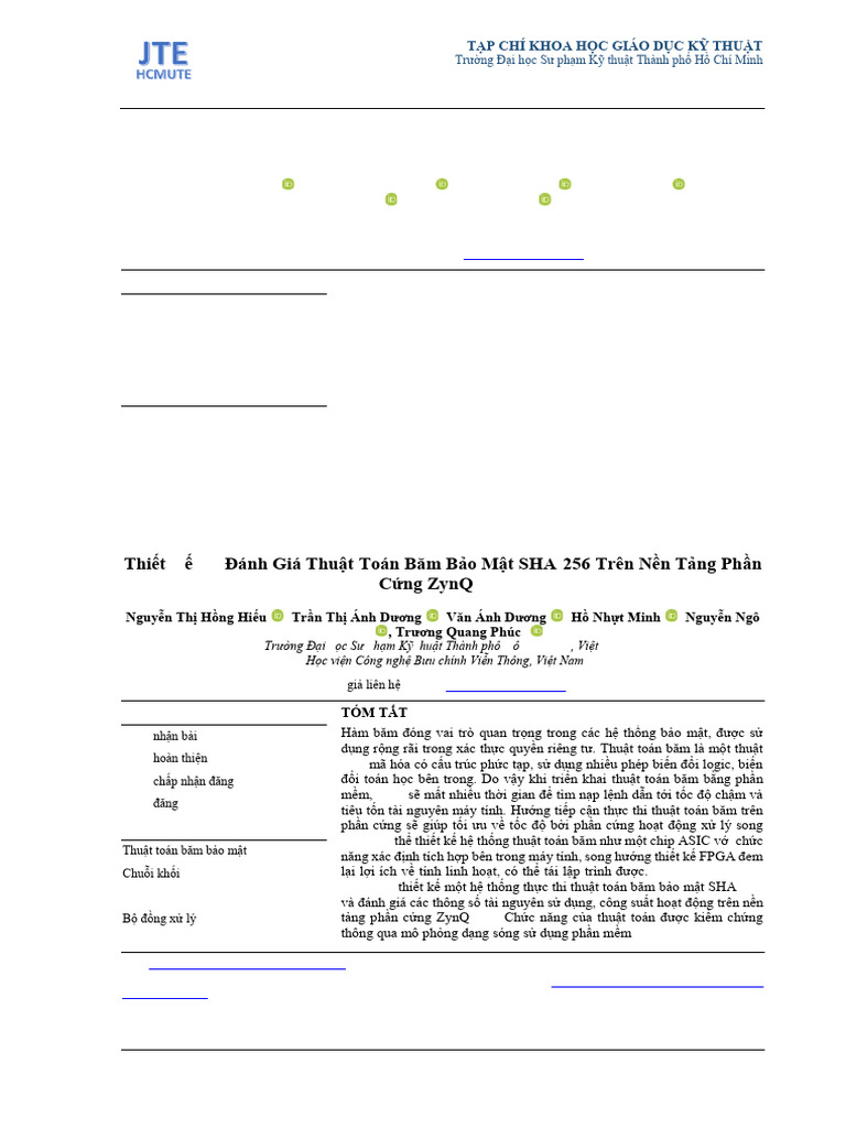 Thiet Ke Va Danh Gia Thuat Toan Bam Bao Mat SHA-25 | PDF