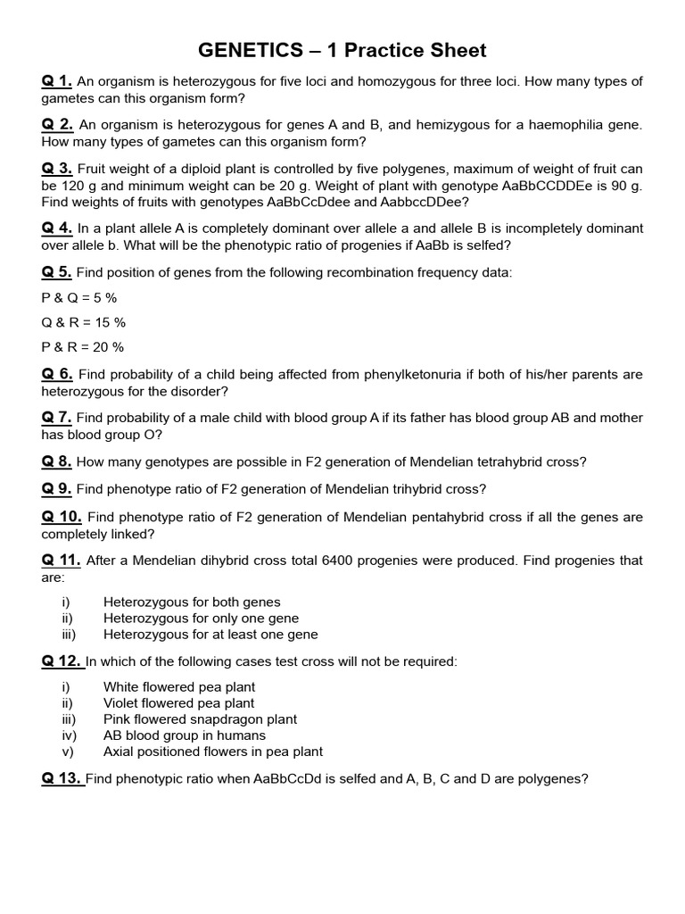 Genetics Practice Questions and Solutions | PDF