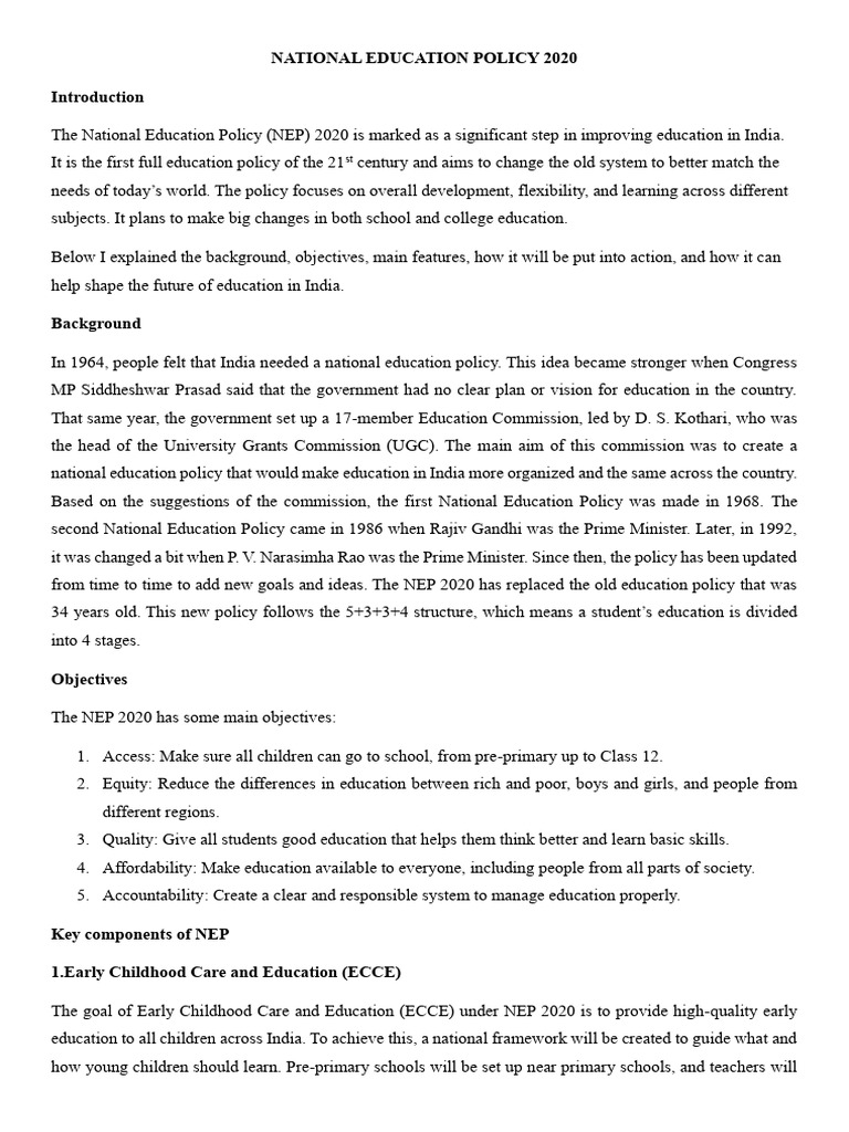 NEP 2020: Transforming Indian Education | PDF | Early Childhood ...