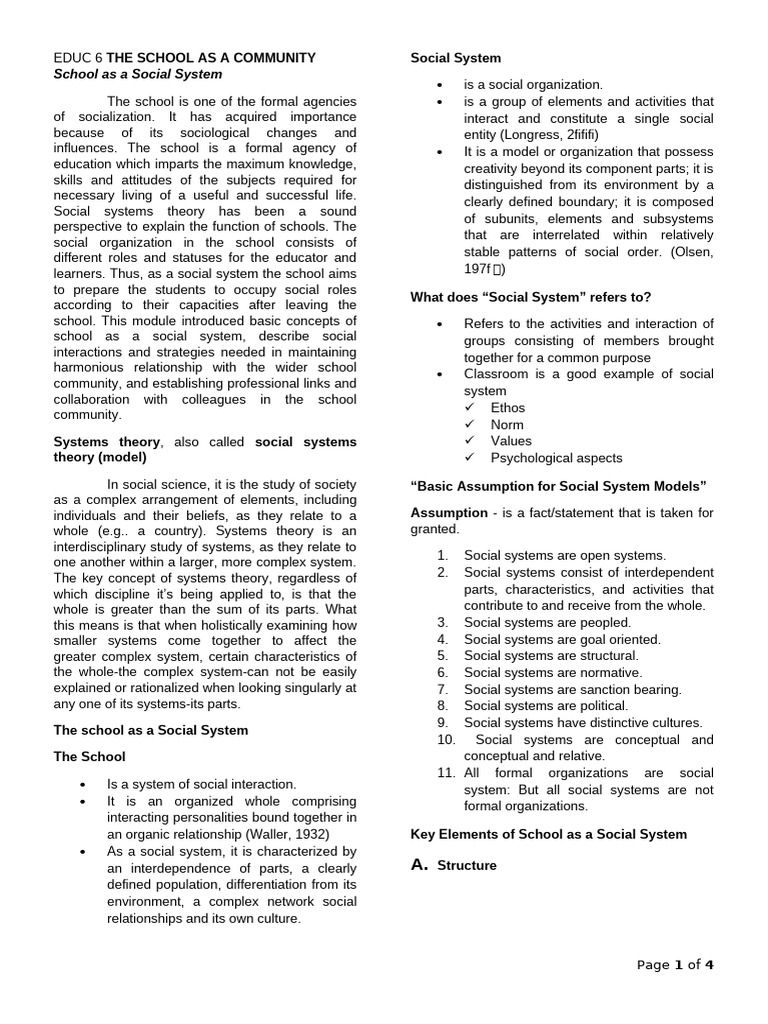 School as a Social System Overview | PDF | System | Systems Theory