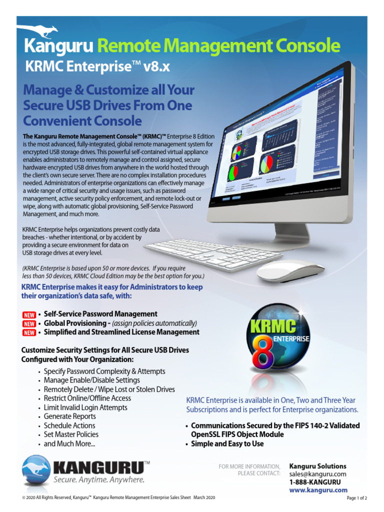 KRMC Enterprise: Secure USB Management | PDF | Password | Usb Flash Drive