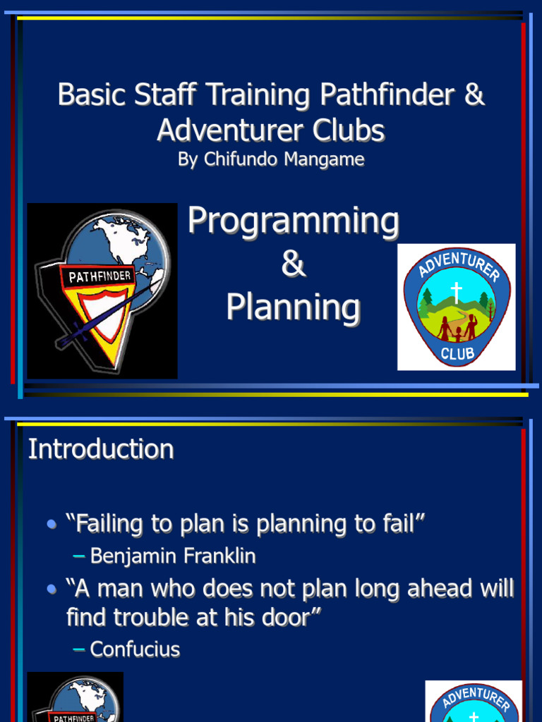 Staff Training for Pathfinder & Adventurer Clubs | PDF | Camping