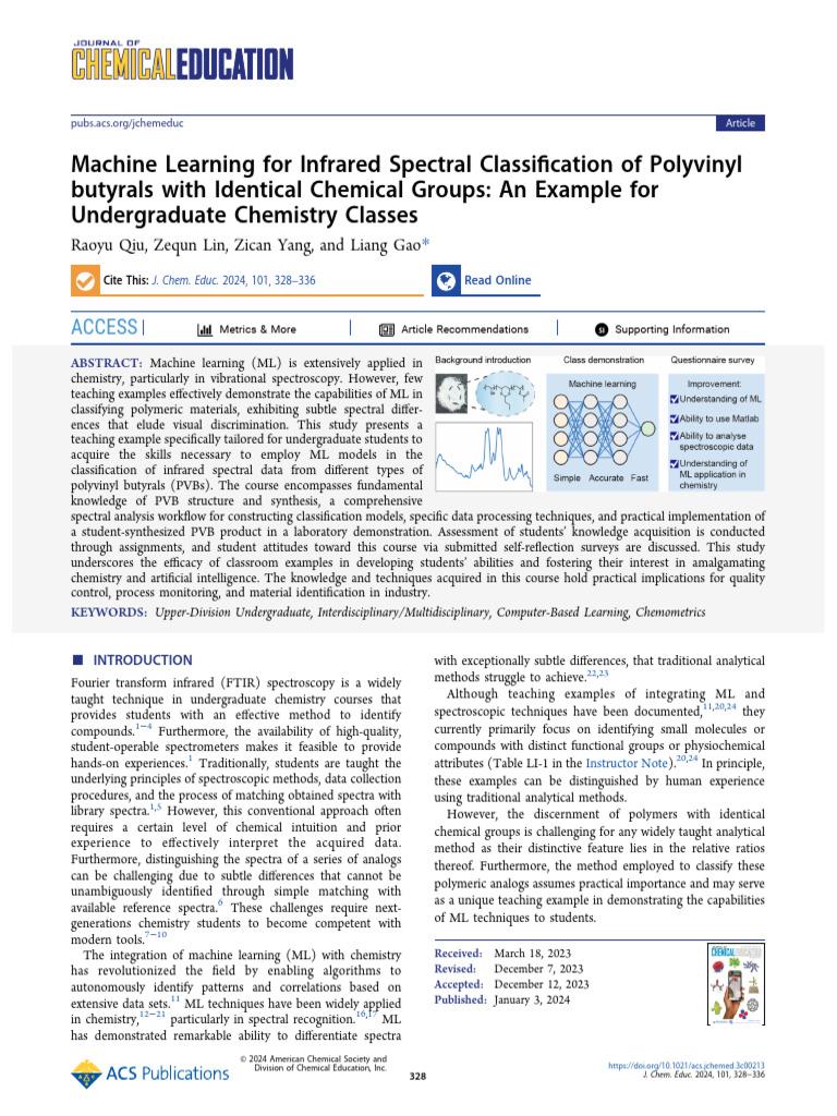 Machine Learning in Infrared Spectroscopy | PDF | Machine Learning ...