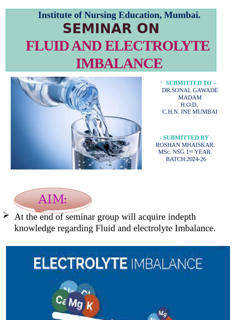 Fluid and Electrolyte Imbalance Seminar | PDF | Potassium | Chemistry