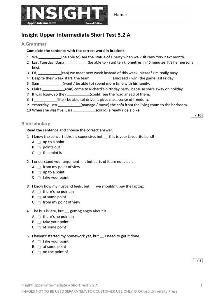 Short Test 5.2 | PDF