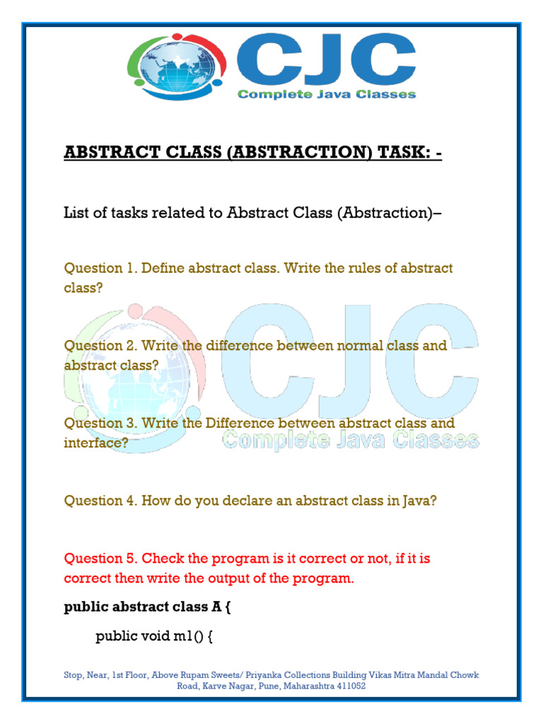 Java Abstract Class Tasks Guide | PDF | Class (Computer Programming ...