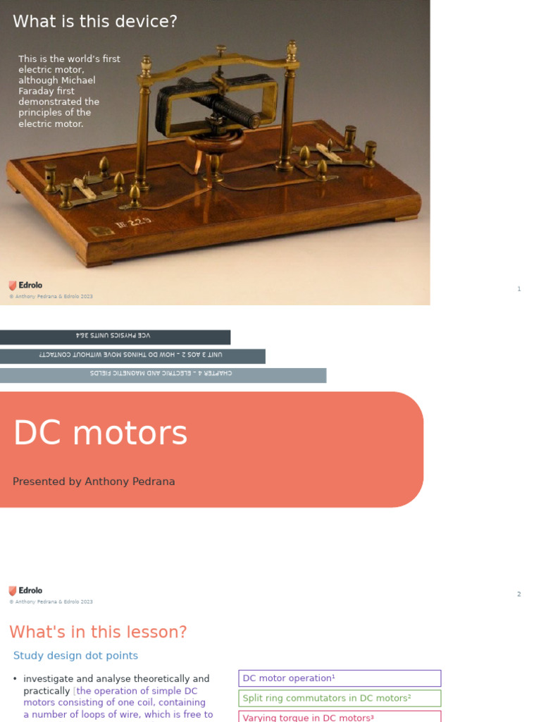 Lesson Slides - DC Motors - Edrolo | PDF | Electric Motor | Magnetic Field