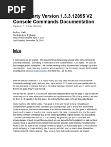 House Party V2 Console Documentation Version 1