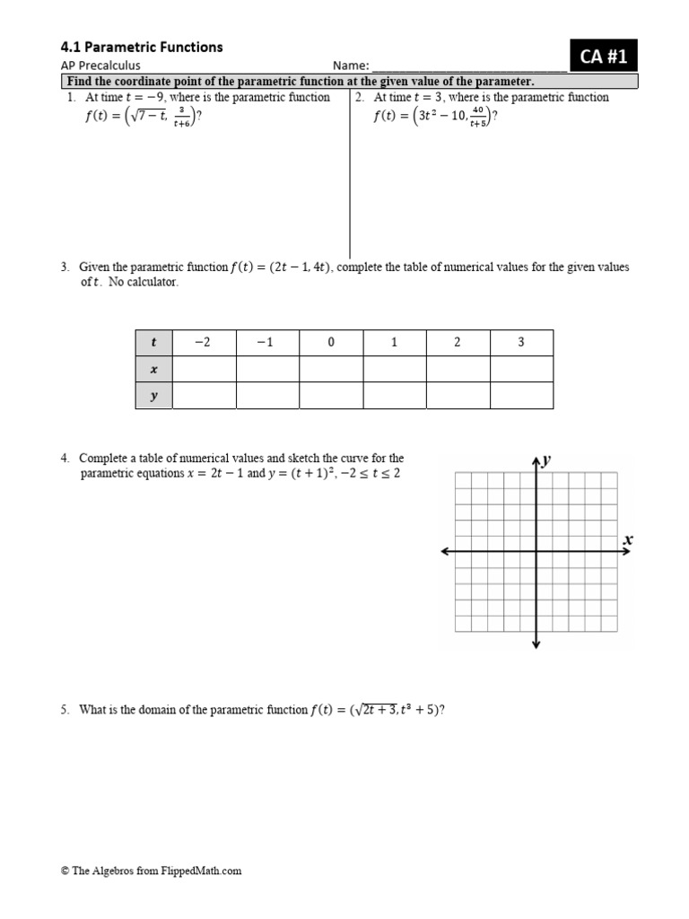 Parametric Functions in AP Precalculus | PDF