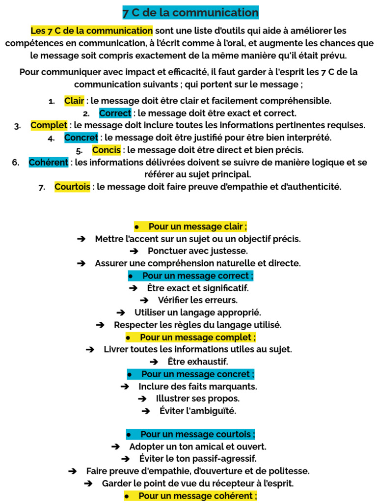 7 C de la communication efficace | PDF | la communication | Crédibilité