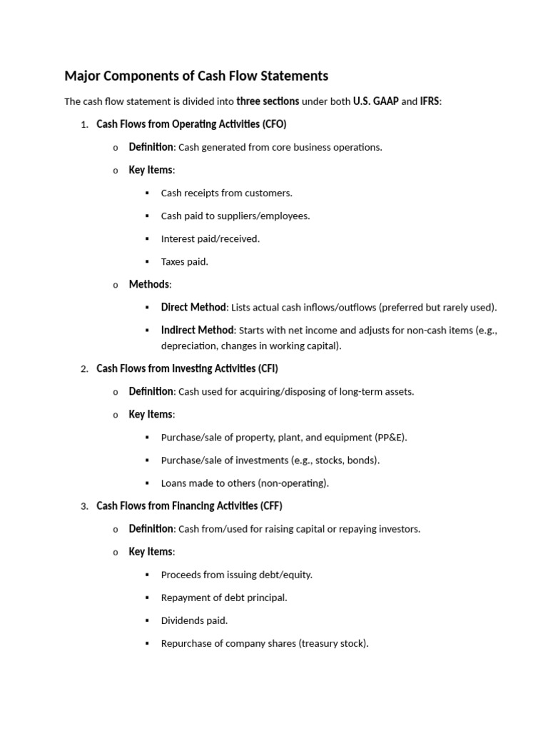 Key Components of Cash Flow Statements | PDF | Cash Flow Statement ...