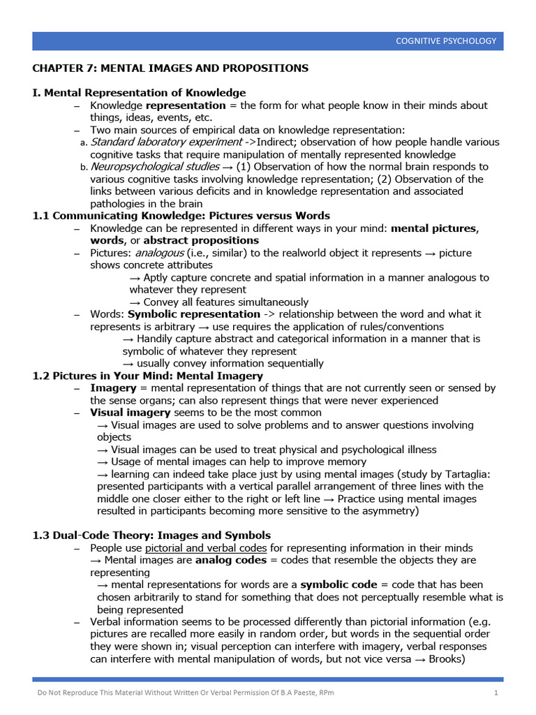 Mental Images and Propositions in Cognition | PDF | Mental Image | Image
