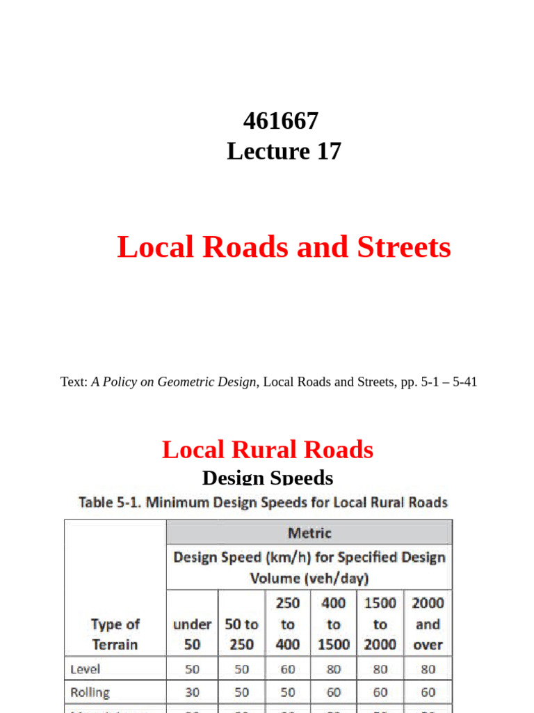 Local Roads and Streets CH 8-wk 9 Lect17 | PDF | Transport | Transport ...