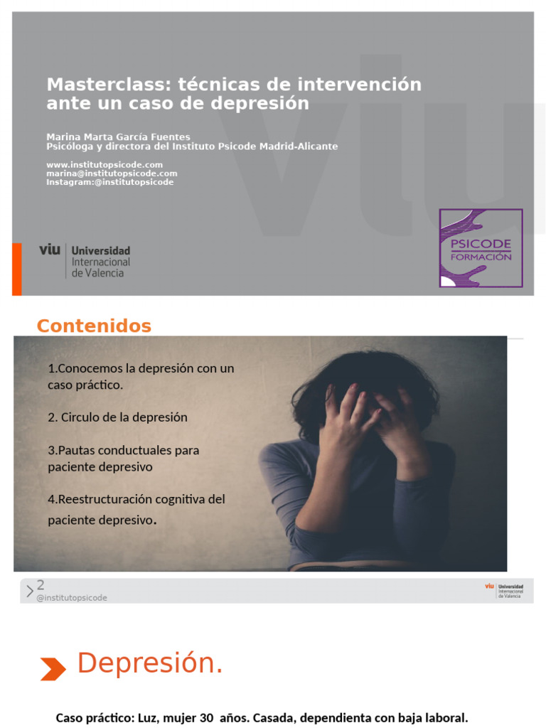 Masterclass Psicode Intervención Depresión | PDF | Depresión (estado de ...