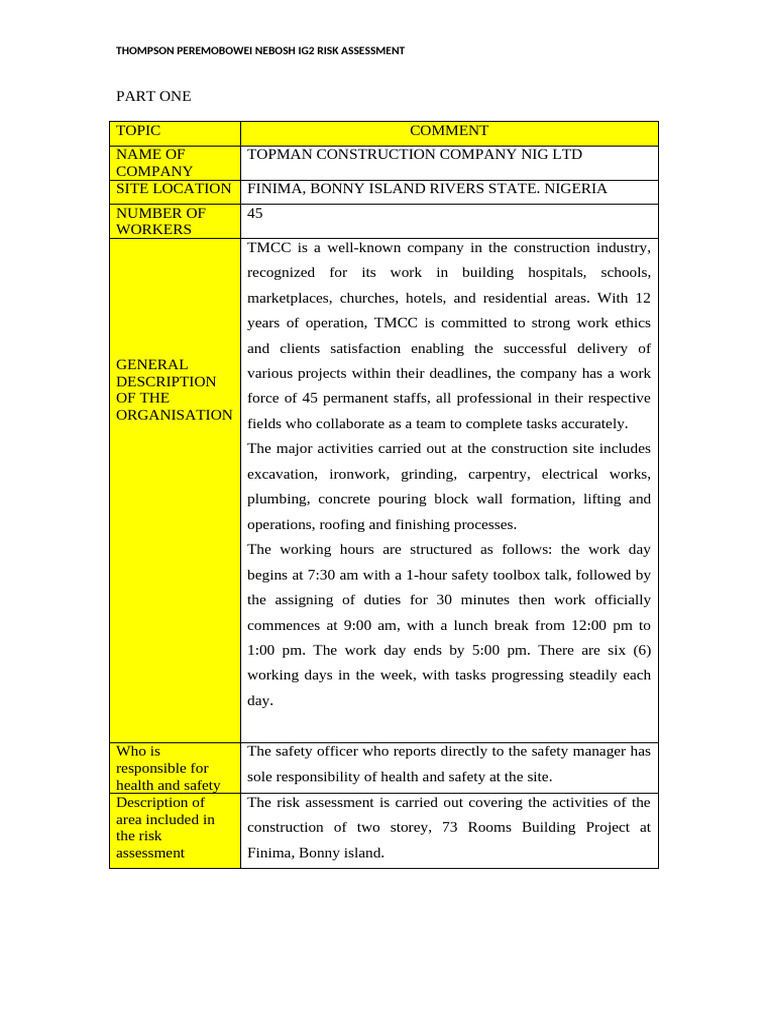 Thompson Risk Assessment | PDF | Personal Protective Equipment ...