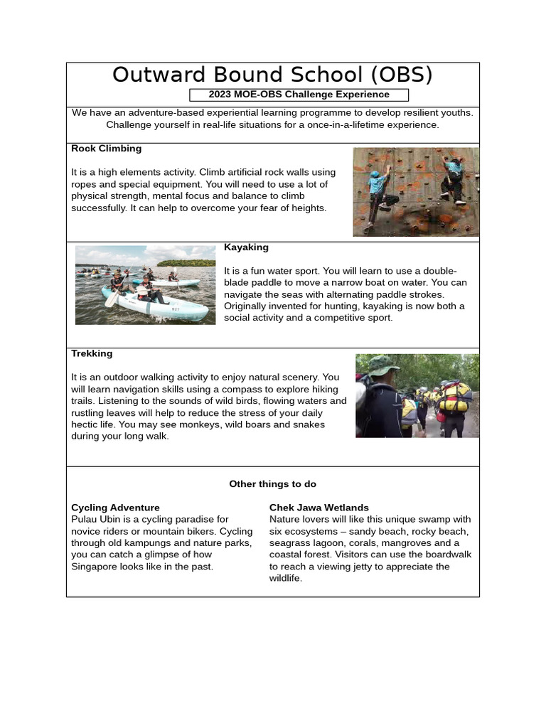 2023 Outward Bound Adventure Program | PDF