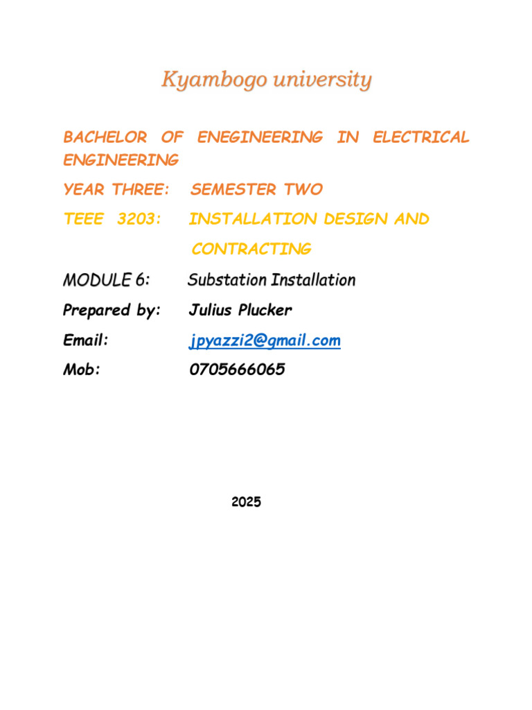 Electrical Substation Installation Guide | PDF | Electrical Engineering ...