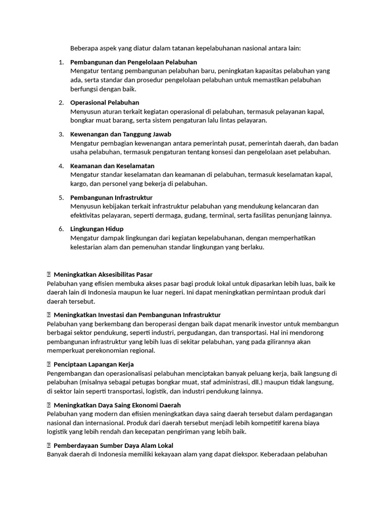 Tatanan Kepelabuhanan Nasional Indonesia | PDF