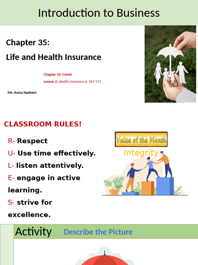 Business 12 S2W4D2 Chap#35 Health Insurace | PDF | Deductible | Insurance