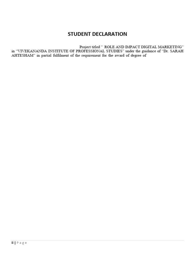 Digital Marketing Impact Project Declaration | PDF