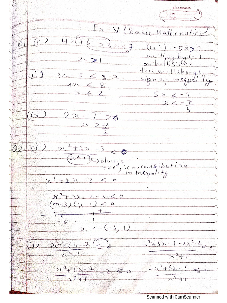 Basic Maths Ex-5 Solutions | PDF