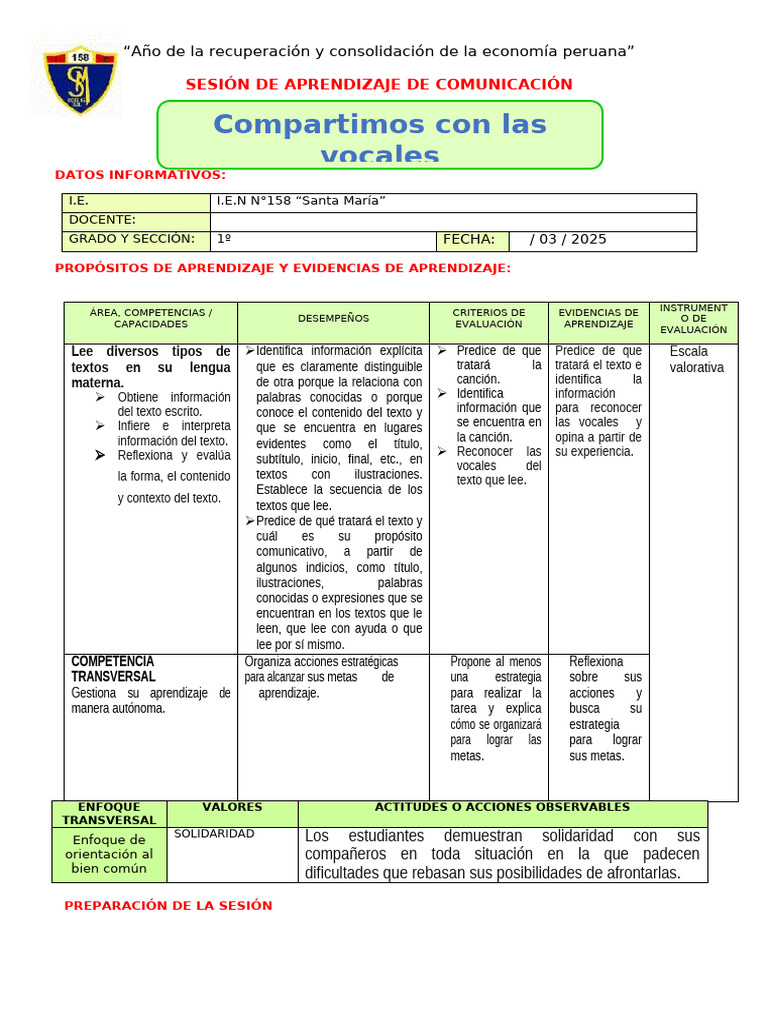 Aprendizaje de Vocales en 1º Grado | PDF | Caso de carta | Aprendizaje
