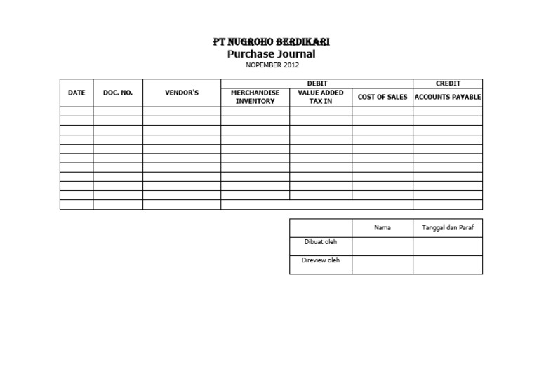 Tugas 12 Form Purchases Journal | PDF
