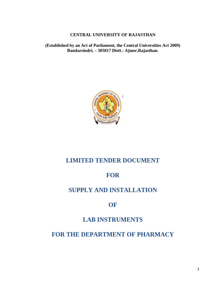 Limited Tender Document For Supply and Installation of Laboratory ...
