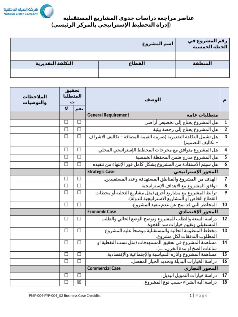 PMF 004 FYP 004 - 02 Business Case Checklist | PDF