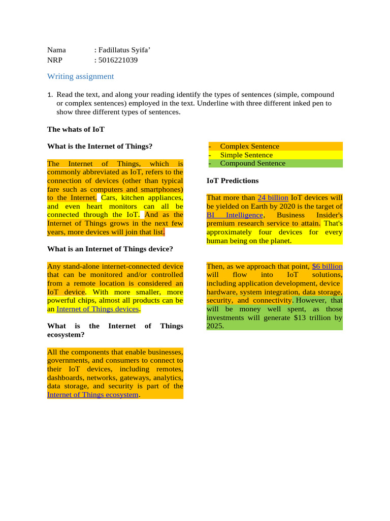 Writing Exercise 1 | PDF | Internet Of Things | Internet