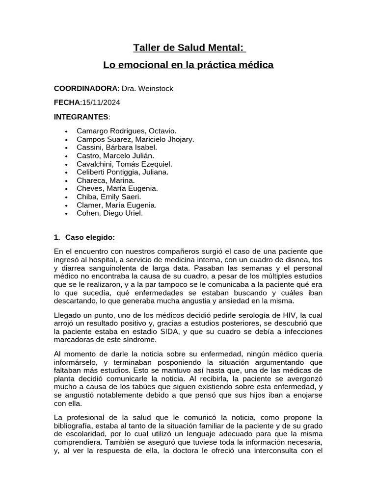Taller de Salud Mental | PDF | Diagnostico medico | Salud mental