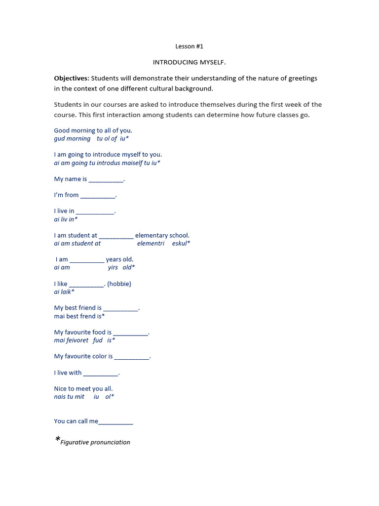 Introducing Myself | PDF