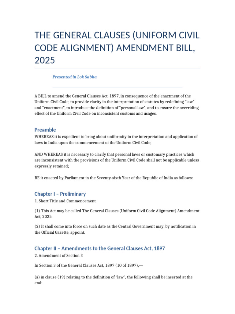 UCC Alignment Amendment Bill 2025 | PDF | Fourteenth Amendment To The ...