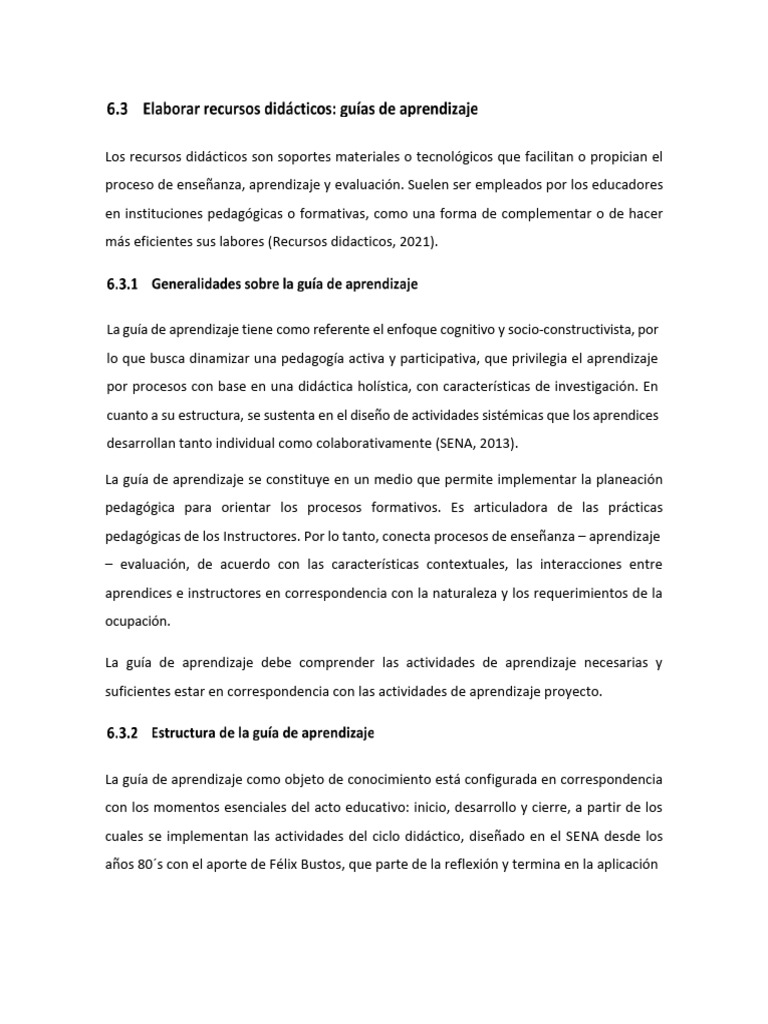 Elaboraciòn Guìas De Aprendizaje Pdf Aprendizaje Evaluación