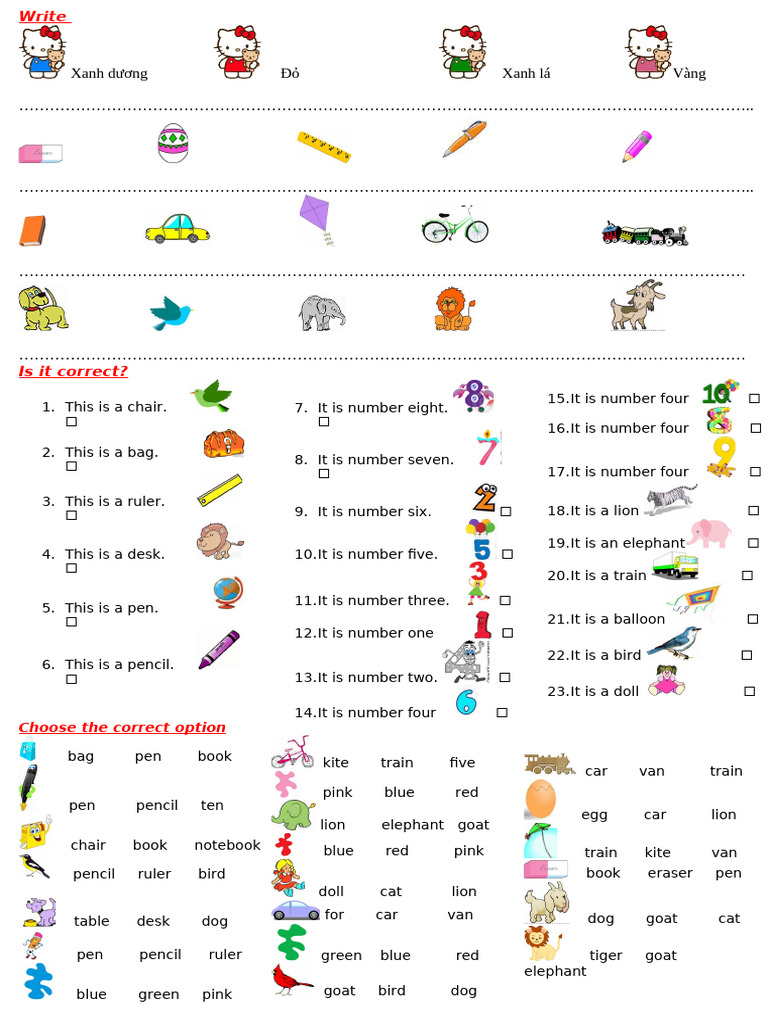 Color and Object Identification Exercise | PDF