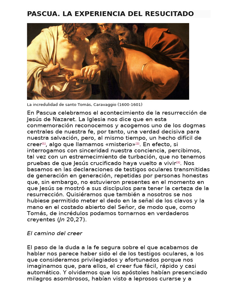 La Resurrección: Fe y Duda en Pascua | PDF | La resurrección de Jesús ...