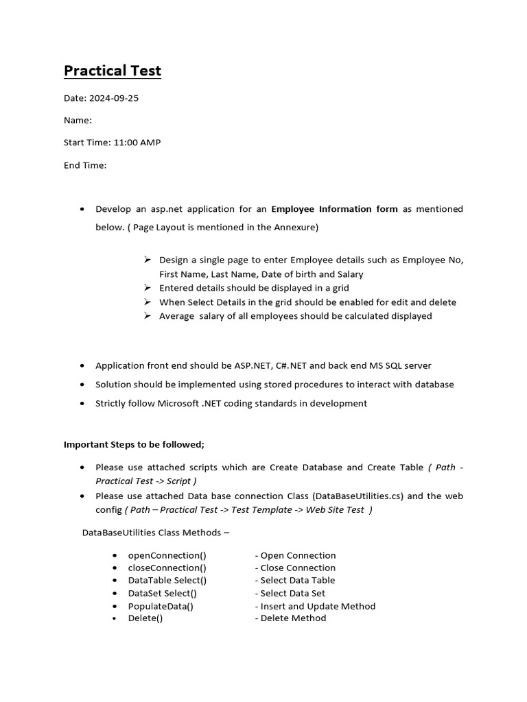 Practical Test | PDF