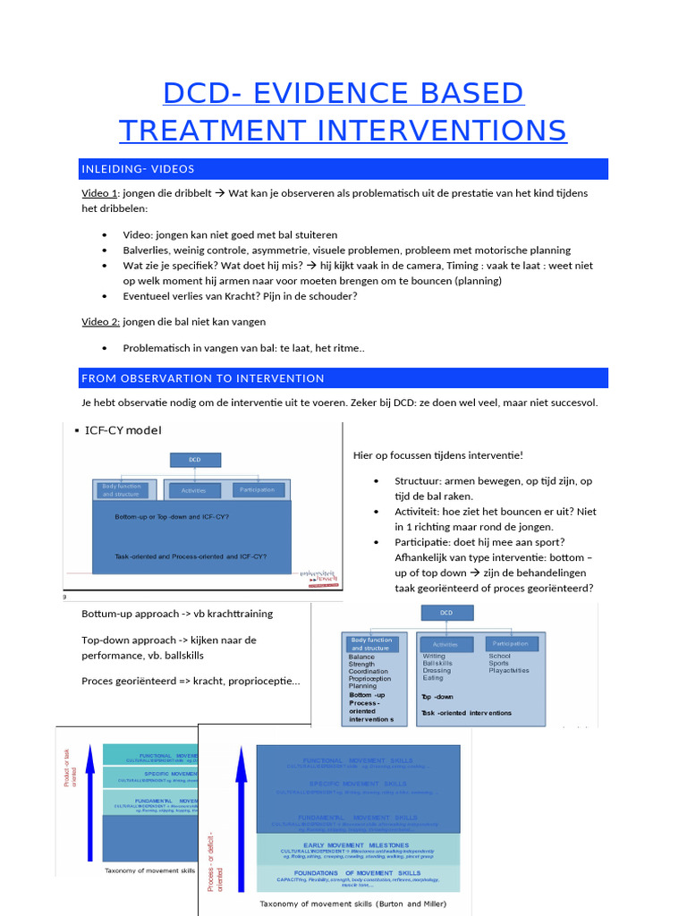 Dcd-Evidence Based Treatment Interventions: Inleiding - Videos | PDF