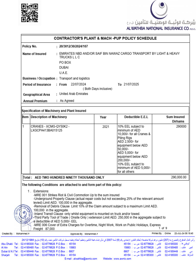 Policy Schedule | PDF | Insurance | Indemnity