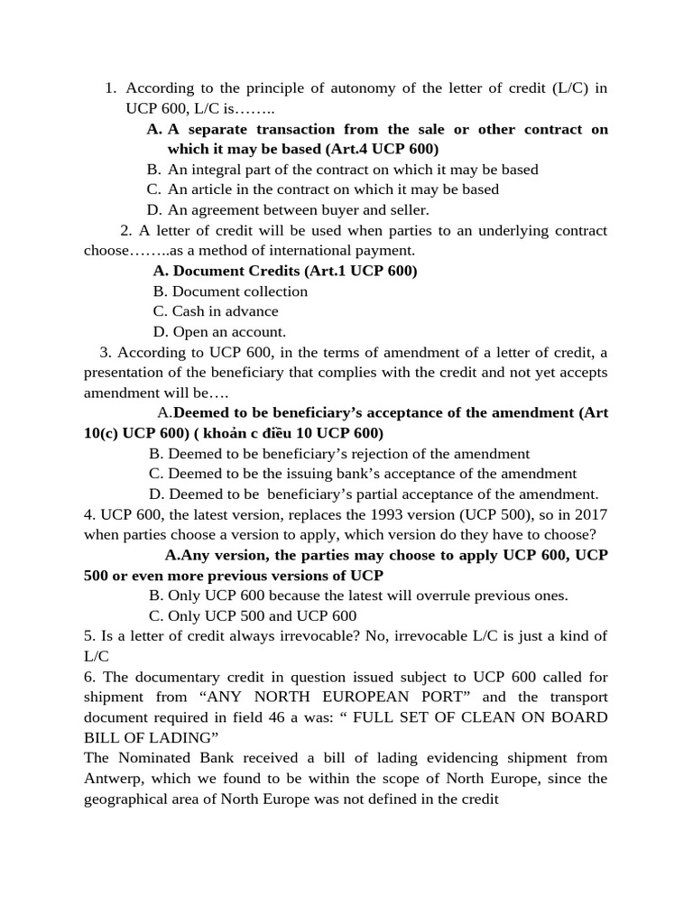 Understanding UCP 600 Letter of Credit Rules | PDF | Letter Of Credit ...