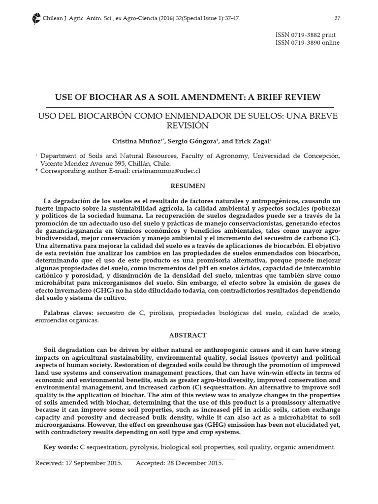 Biochar's Role in Soil Quality Improvement | PDF | Soil | Carbon ...