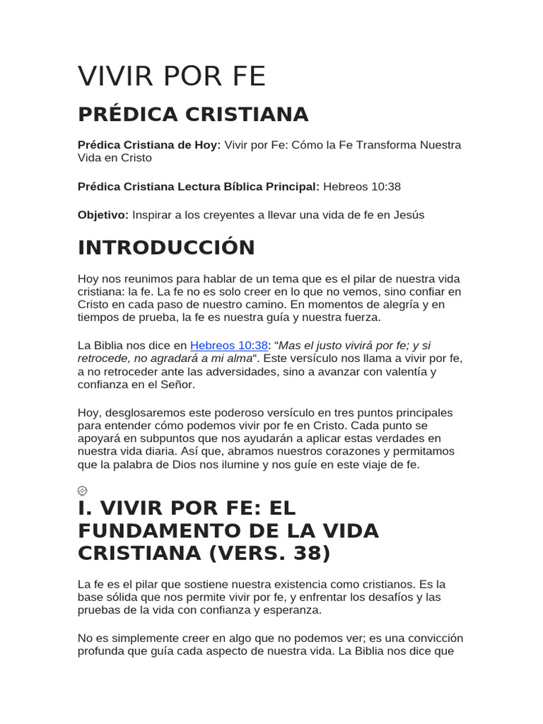 Vivir por Fe: Clave en la Vida Cristiana | PDF | Fe | Cristo (título)