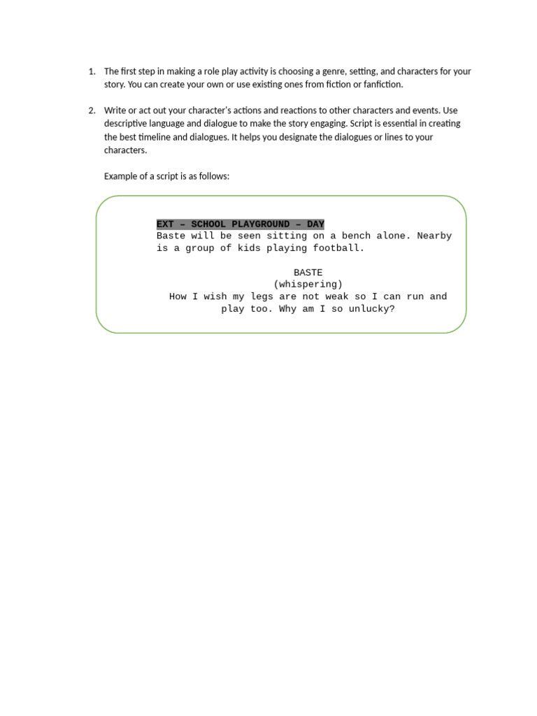 Roleplaygroup 2 | PDF