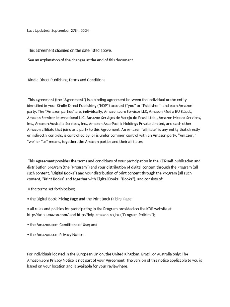 KDP Terms and Conditions Overview | PDF | Indemnity | Arbitration