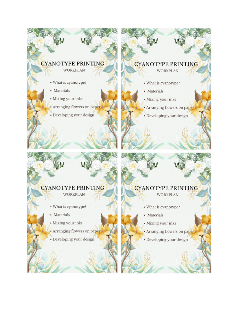 Cyanotype Work Plan | PDF